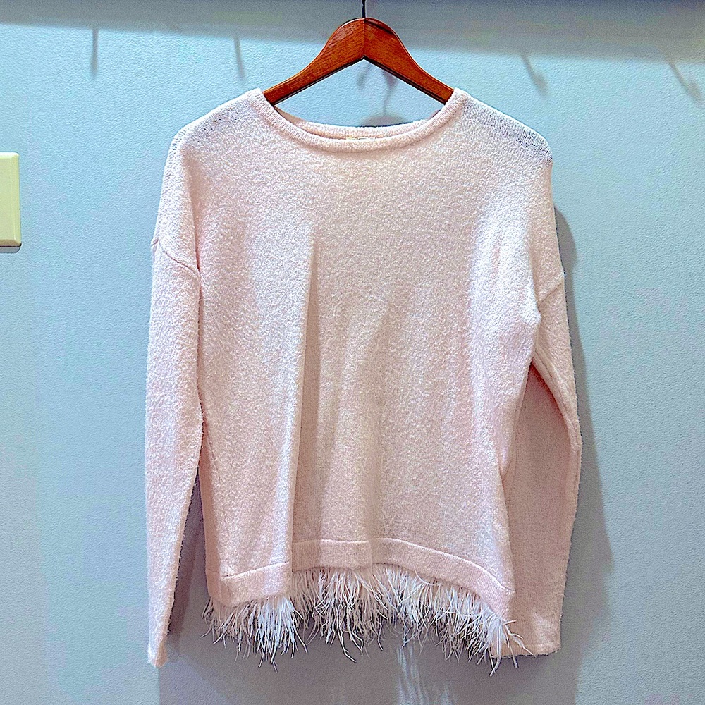 Anthropologie Feathered Bottom Sweater